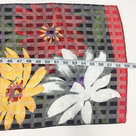 Scarf Multicolored Flowers Red Black Purple Yellow - Picture 6 of 15